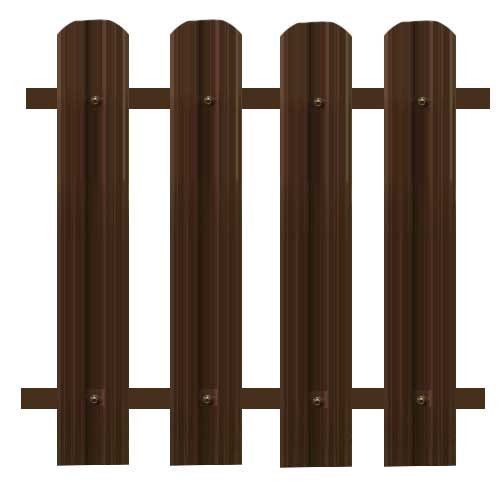 Штакетник металлический фигурный (М) коричневый 1,85 м (двухсторонний)